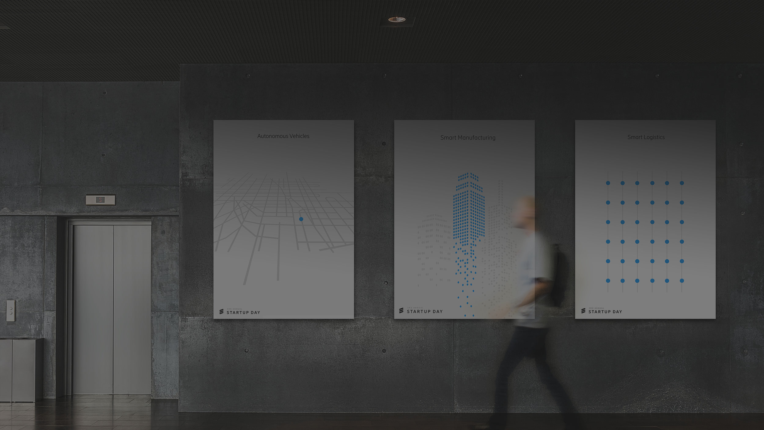Man walking across a design center